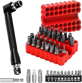 46pcs Security Bit Set with Security Torx, Square, Metric & SAE Hex, Phillips, Slotted, Triwing, L Shape Wrench, Spanner Bit Set, Torx Bit Set, Tamper Proof Torx Bit Set, Security Screwdriver Set