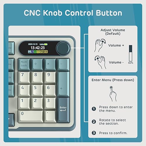 Miniatura 4 de RK ROYAL KLUDGE Teclado mecánico S98 con pantalla inteligente y perilla, montaje superior 96% teclado mecánico inalámbrico BT2.4GUSB-C,