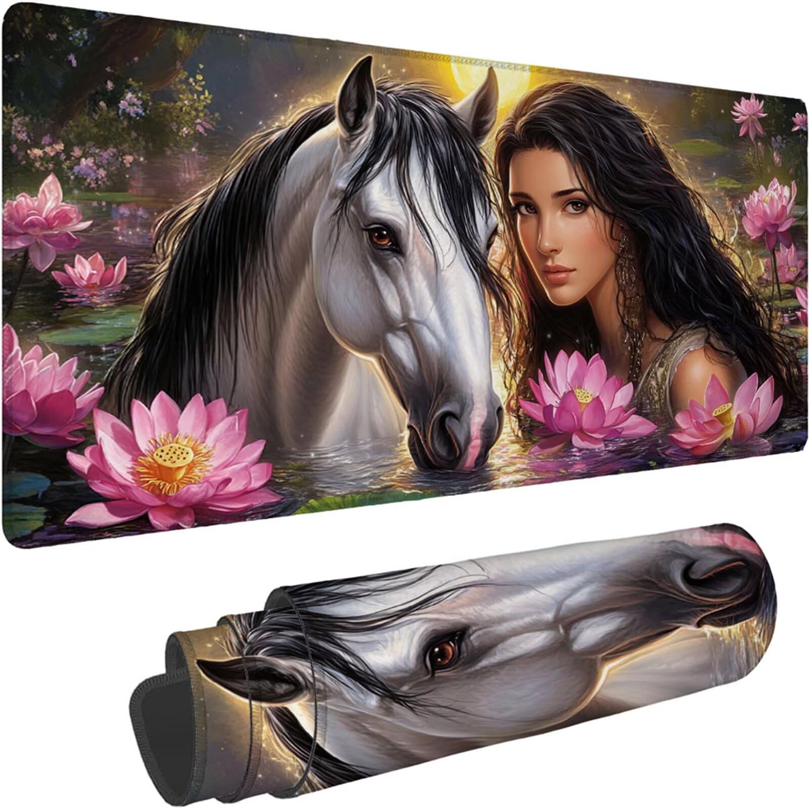 Gamingowa podkładka pod mysz 1200 x 600 x 3 mm, XXL, wodoszczelna, odporna na ścieranie, z przyszytymi krawędziami, podkładka na biurko, poprawia prędkość i precyzję pod laptopa, komputer, wzór damski