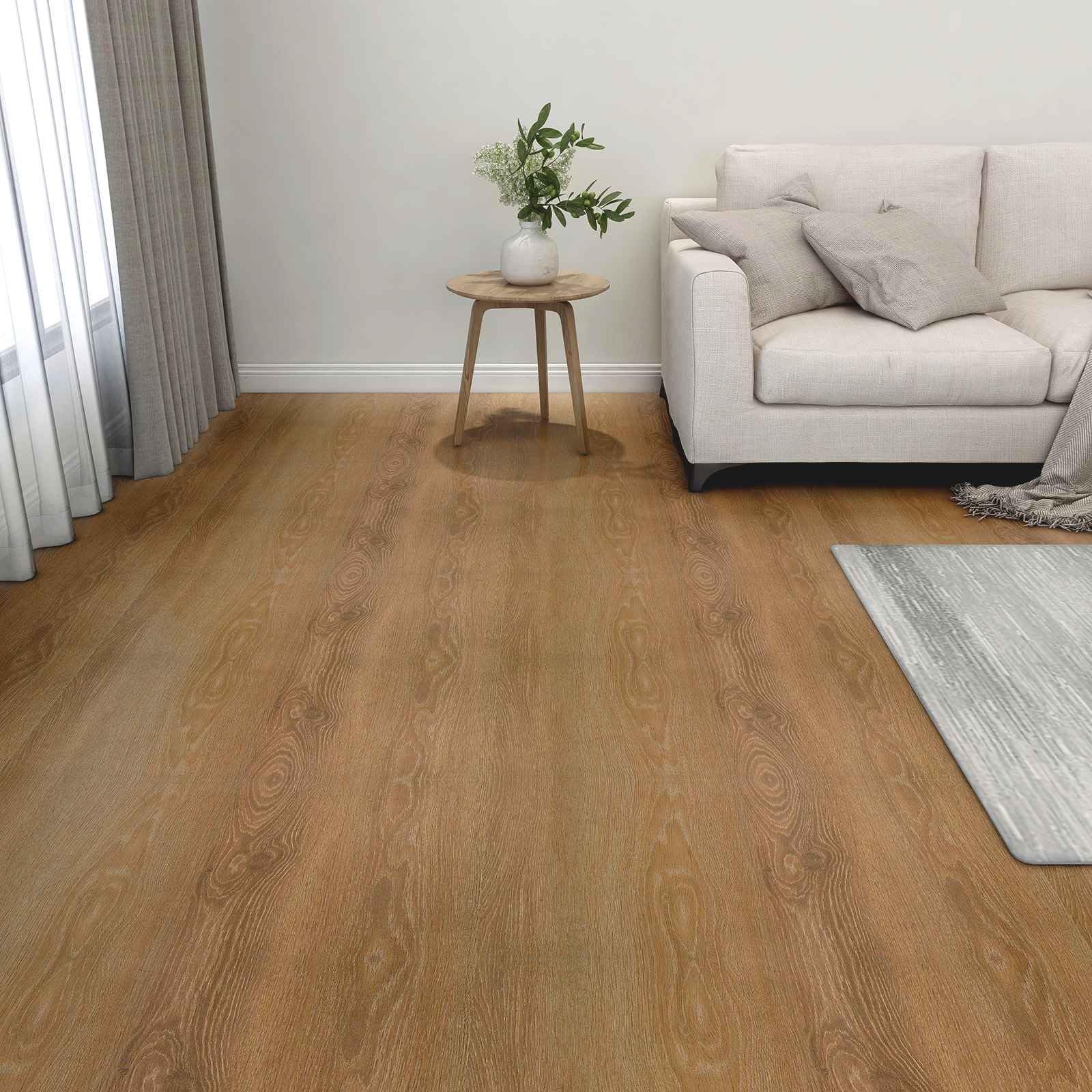 Samoprzylepne deski podłogowe z PCW brązowe, zestaw 55 sztuk, 30,5 x 30,5 cm, każda płyta na 5,11 m², do wnętrz, szybka renowacja o gładkiej powierzchni