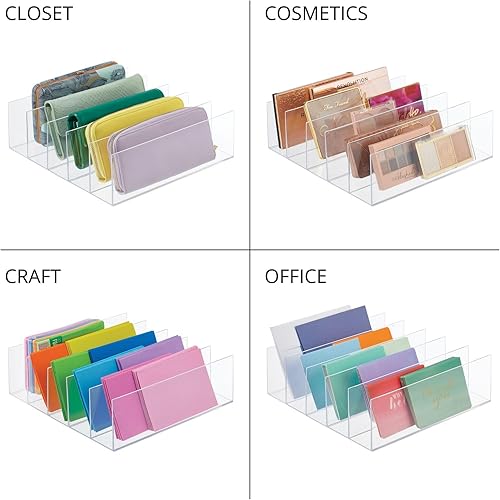 Miniatura 5 de mDesign Organizador de bolsas divididas de plástico para armarios dormitorios aparadores solución de almacenamiento de estantes de armario para