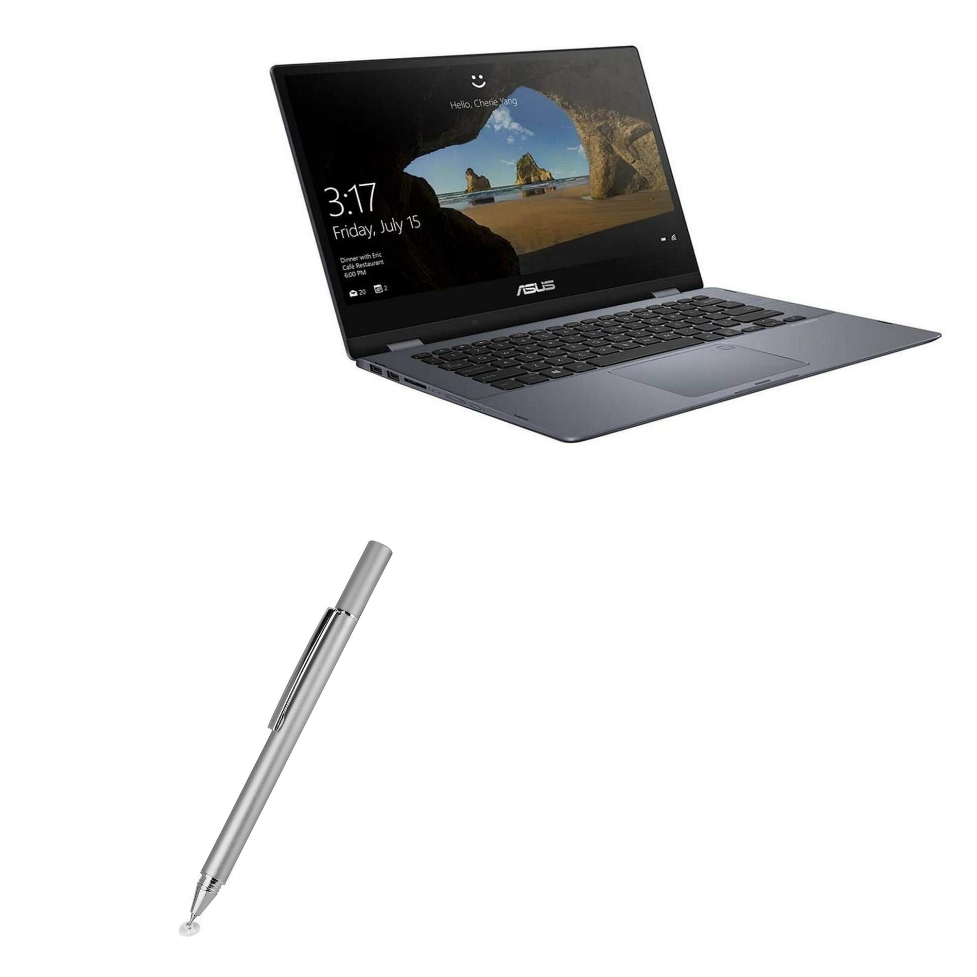 BoxWave Stylus Pen Compatible with ASUS VivoBook Flip 14 TP412FA - FineTouch Capacitive Stylus, Super Precise Stylus Pen - Metallic Silver