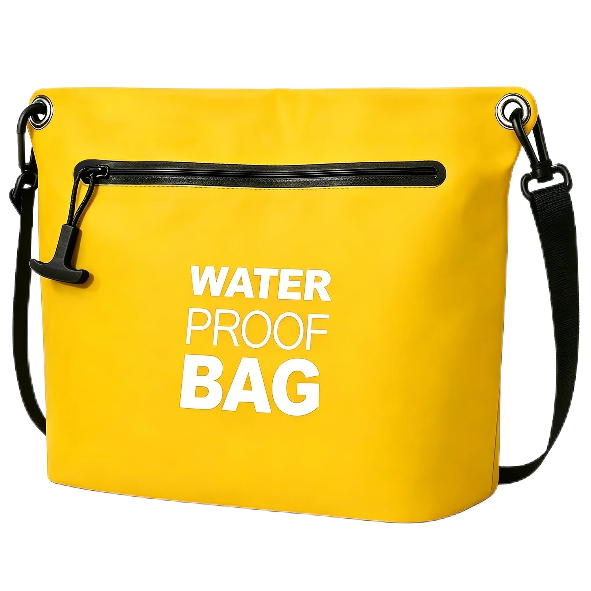 Borsa Impermeabile a Tracolla con Cerniera Ermetica, Borsa Dry Bag Leggera con Tracolla Regolabile per Spiaggia, Nuoto, Viaggi e Uso Quotidiano (giallo)