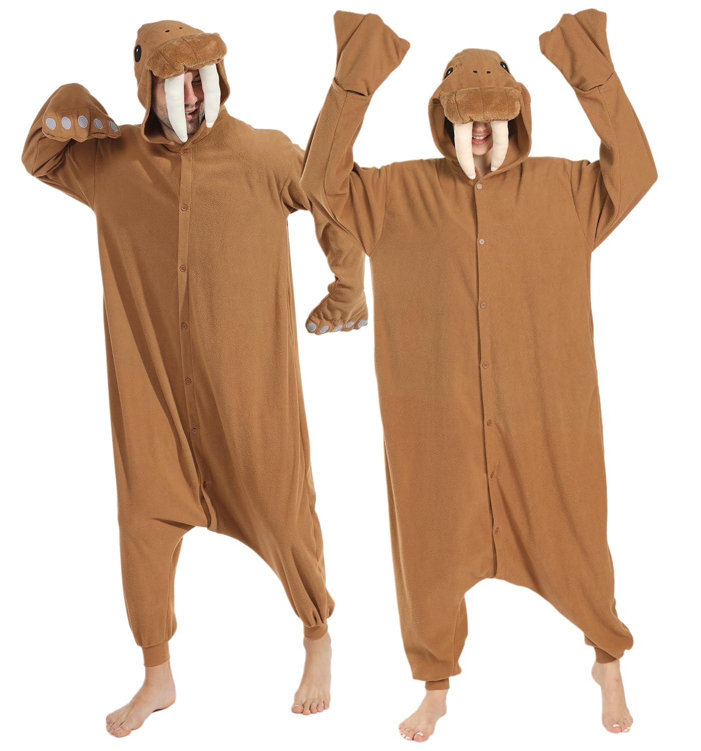 Laahoem Pijama de morsa animal adecuado para adultos, pantalones y sombreros, ropa de hombre y mujer, pijama de rol