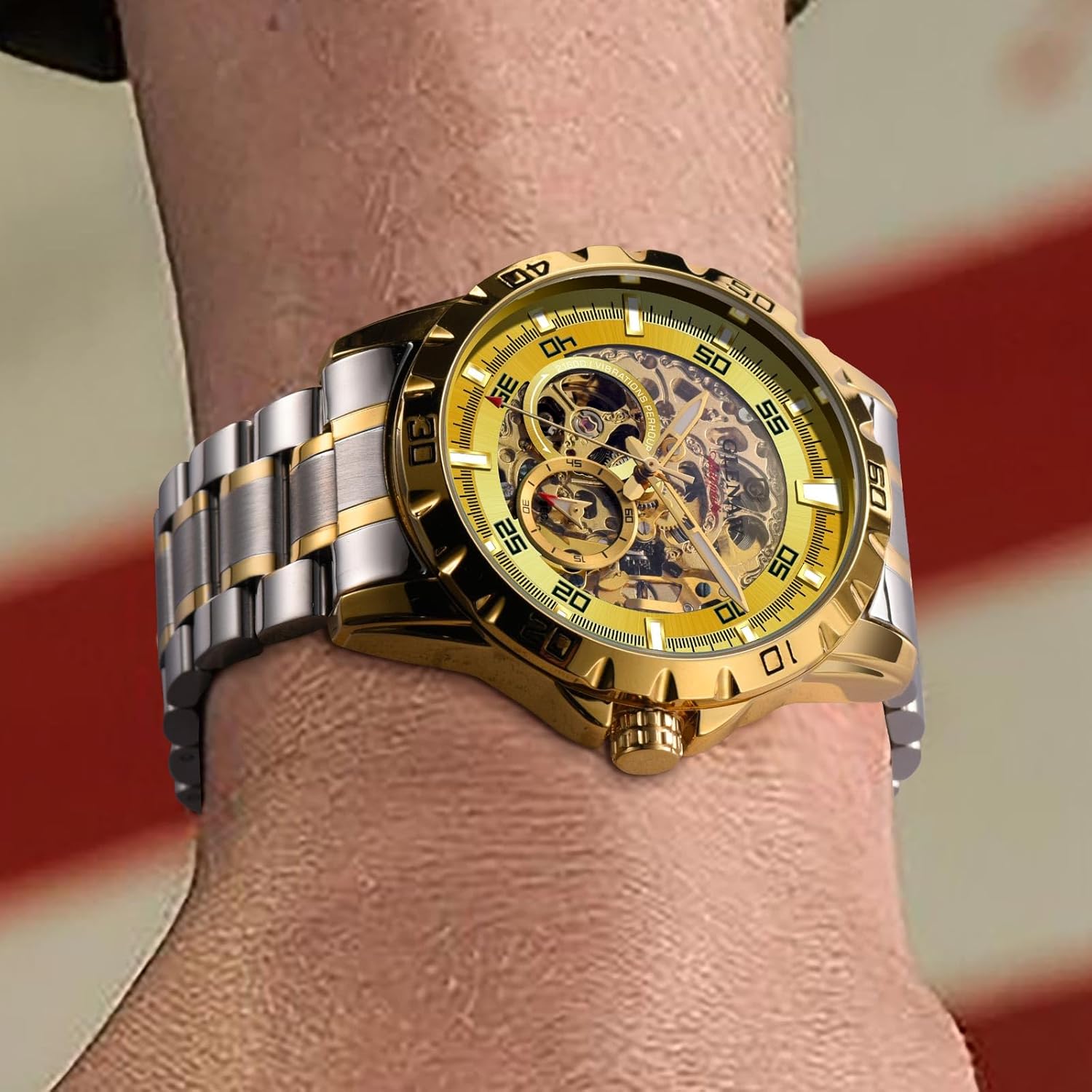 Automatic Watches for Men - Self-Winding Mechanical Movement, Skeleton Open Dial, 30 ATM Waterproof, with Stainless Steel Band, Wrist Watch, Without Battery - Image 6