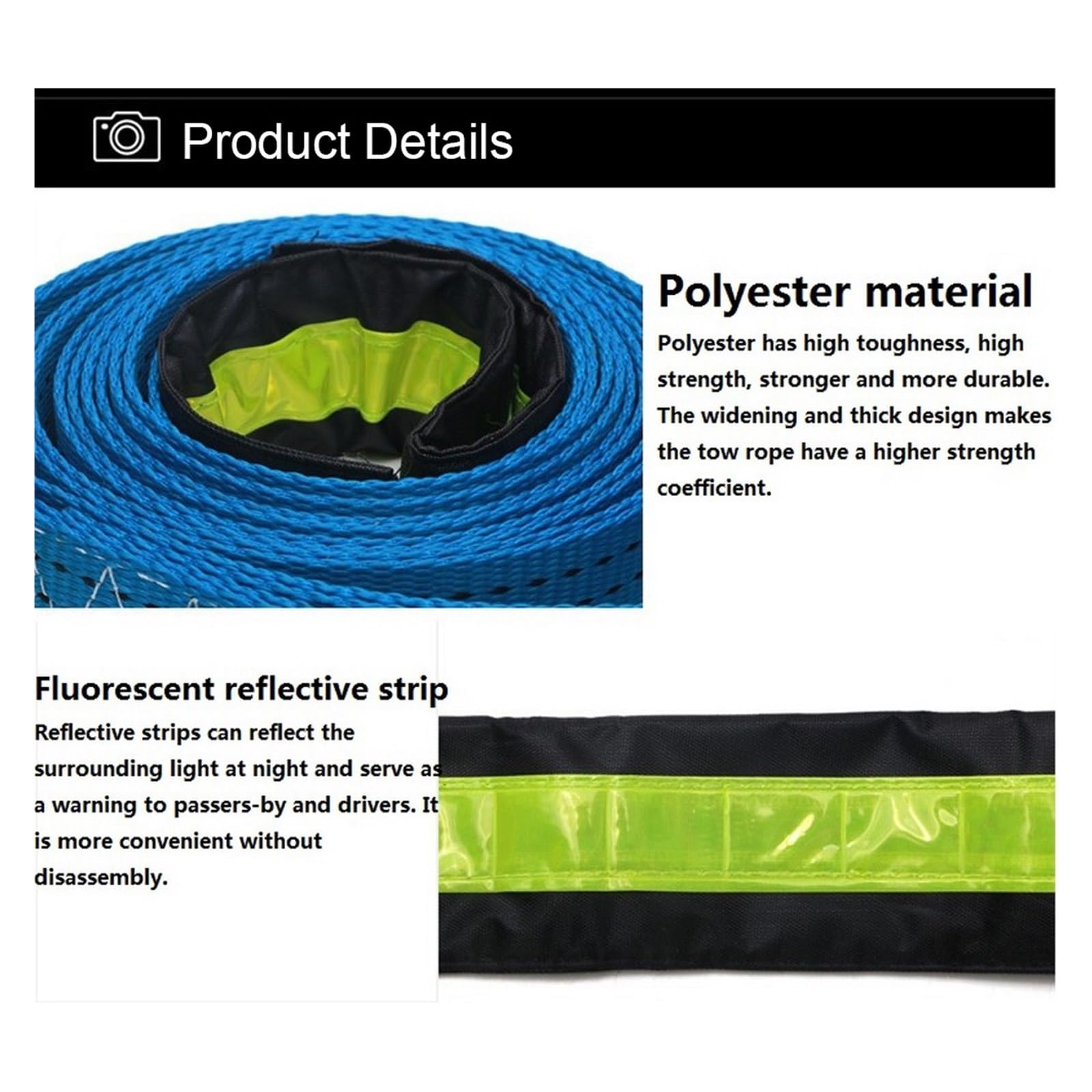 Lina Wciągarki Samochodowej Nylon 5M 8 Ton Odzyskiwanie Kabel Holowniczy Pasek Do Paska Heavy Duty Off Road Akcesoria Metalowe Haczyki Solidna I Niezawodna