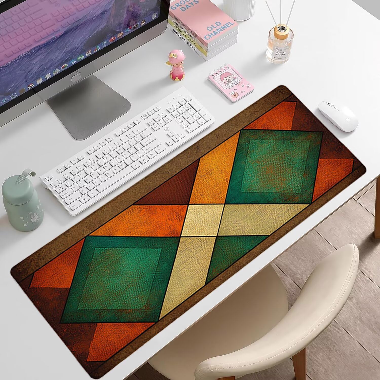 Podkładka pod mysz XXL retro, duża podkładka pod mysz dla graczy, 1600 x 800 x 3 mm, kolorowa podkładka pod mysz ze szwami na krawędziach, ponadwymiarowa, antypoślizgowa gumowa podkładka pod mysz