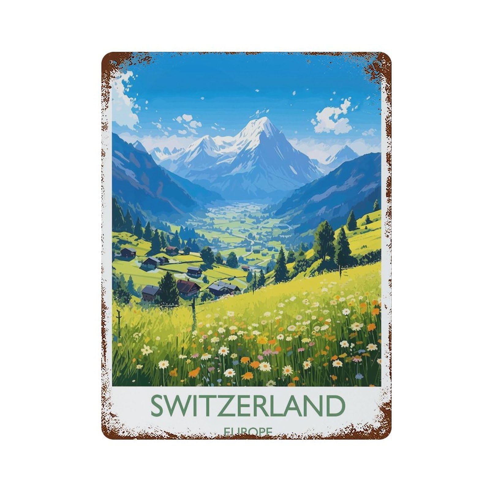 xiaoxiaoshen Switzerland Travel of Alps Swiss Gift (2) Wall Decor Art Metal Tin Poster Modern Home Decor Art Home Bar Shop Decorations Vintage Sign 40x30cm