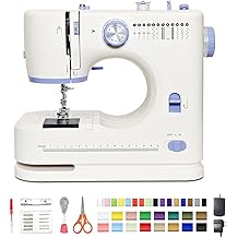 Sewing Machine for Beginners with 42 Pcs Sewing Threads Kit,Portable Sewing Machine with 12 Built-in Stitches,2 Speed(High-Low Speeds) Sewing machine for adults, White Blue