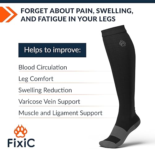 Miniatura 8 de FixiC Calcetines de compresión para hombres y mujeres, 3 pares, L-XL (8-15), 15-20 mmHg, medias de compresión para mujeres y hombres, calcetines de
