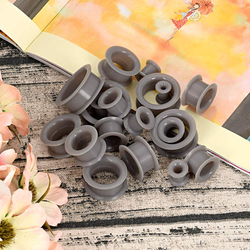 Oyaface20 Pcs Piercing Tunnel Set Soft Hard Silicone Flesh Ear