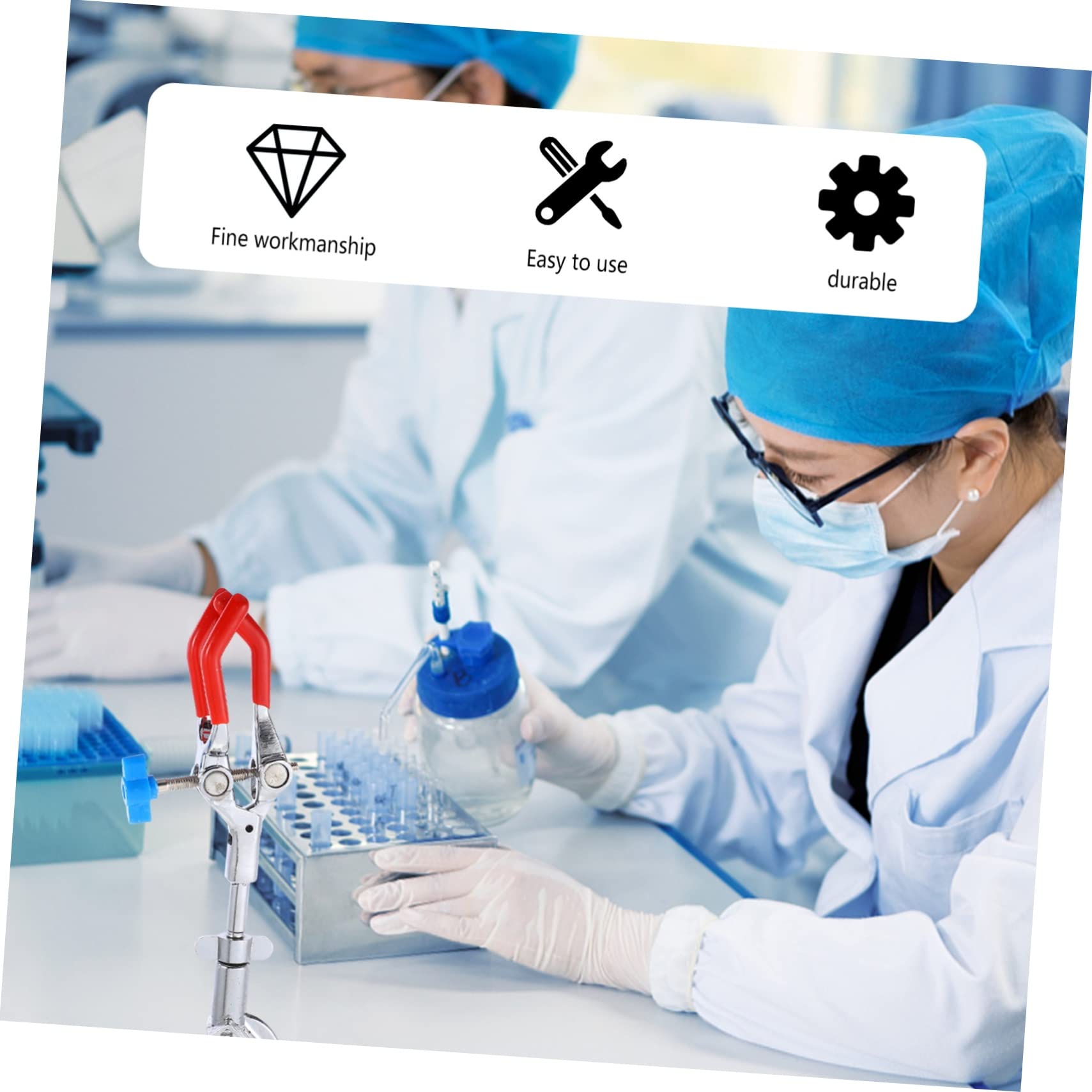 Alipis 3 Pezzi Laboratorio Prong con Base per Provetta e Matraccio Pinza Antiscivolo per Esperimenti e Lavoro Laboratorio
