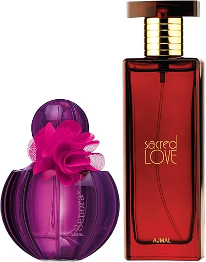 Ajmal Senora EDP Floral Spicy Perfume 75ml for Women and Sacred Love EDP Floral Musky Perfume 50ml for Women FREE