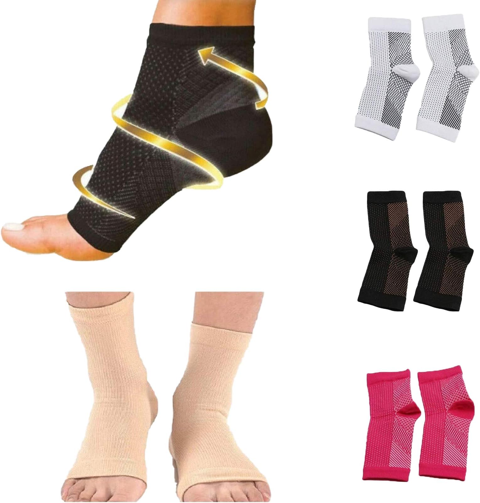 ZMMA Vita-Wear Copper Infused Magnetic Compression Foot Support Foot Care Compression Sleeve Eases Swelling & Heel Spurs Ankle Brace Support Relieve Pain Fast (4 colors,S/M)
