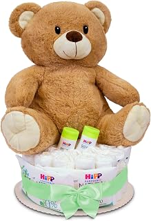 MilaBoo Green Nappy Cake Girl with Cuddly Large Teddy Bear I High-Quality Newborn G…