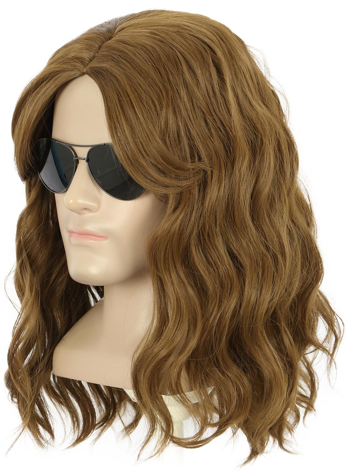 Yuehong Men Long Curly Wavy Brown Wig Film Anime Cospaly Costume Hair Heat Resistant Synthetic Fibers Soft Durable Breathable Wig - Image 3