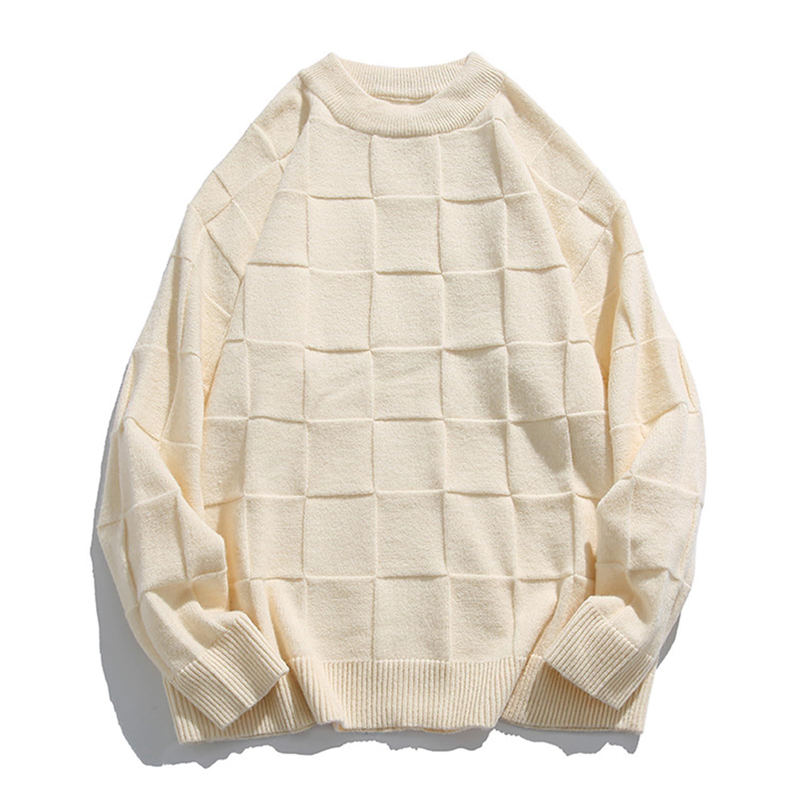 Pull streetwear masculin en maille damier mode décontractée - 8