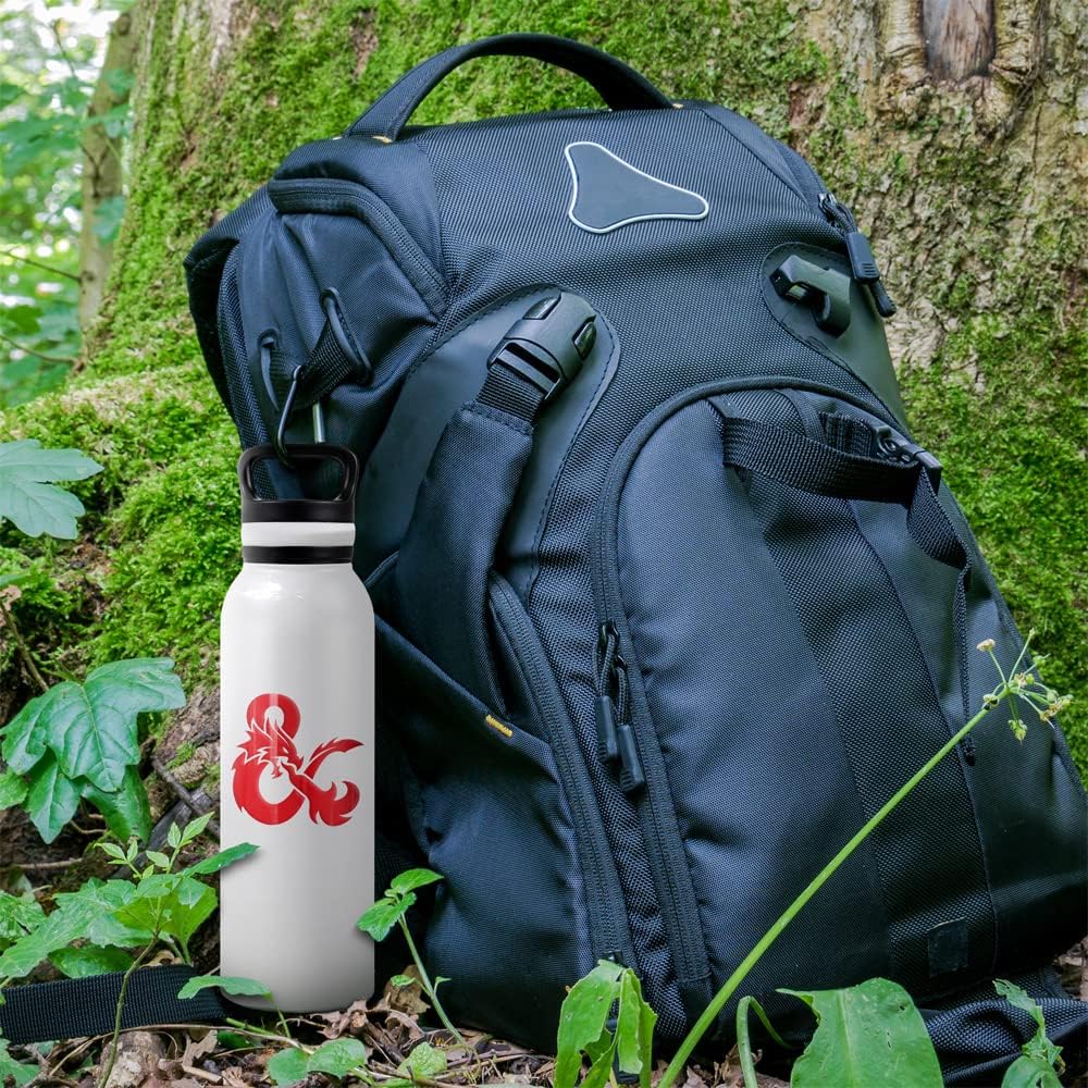 Dungeons & Dragons OFFICIAL Ampersand Logo 24 oz Insulated Canteen Water Bottle, Leak Resistant, Vacuum Insulated Stainless Steel with Loop Cap
