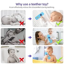 Chuya Remote Teethers Silicone Baby Teething Toys, TV Remote Teether for 3-6-12-18 Months Babies Infant Toddlers Teething Relief Chew Toys (Blue)