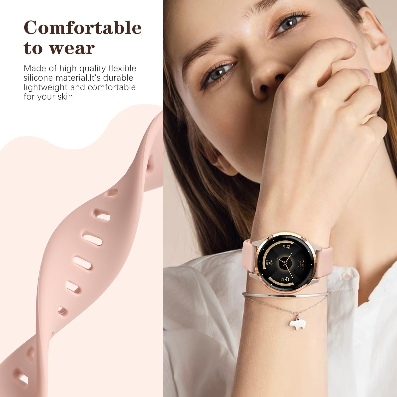 Confezione da 5 cinturini in silicone da 18 mm compatibili con Garmin Vivoactive 4S/Vivomove 3S/Venu 3S 41 mm/Venu 2S/Forerunner 255S/265S, cinturini sportivi morbidi a sgancio rapido, per