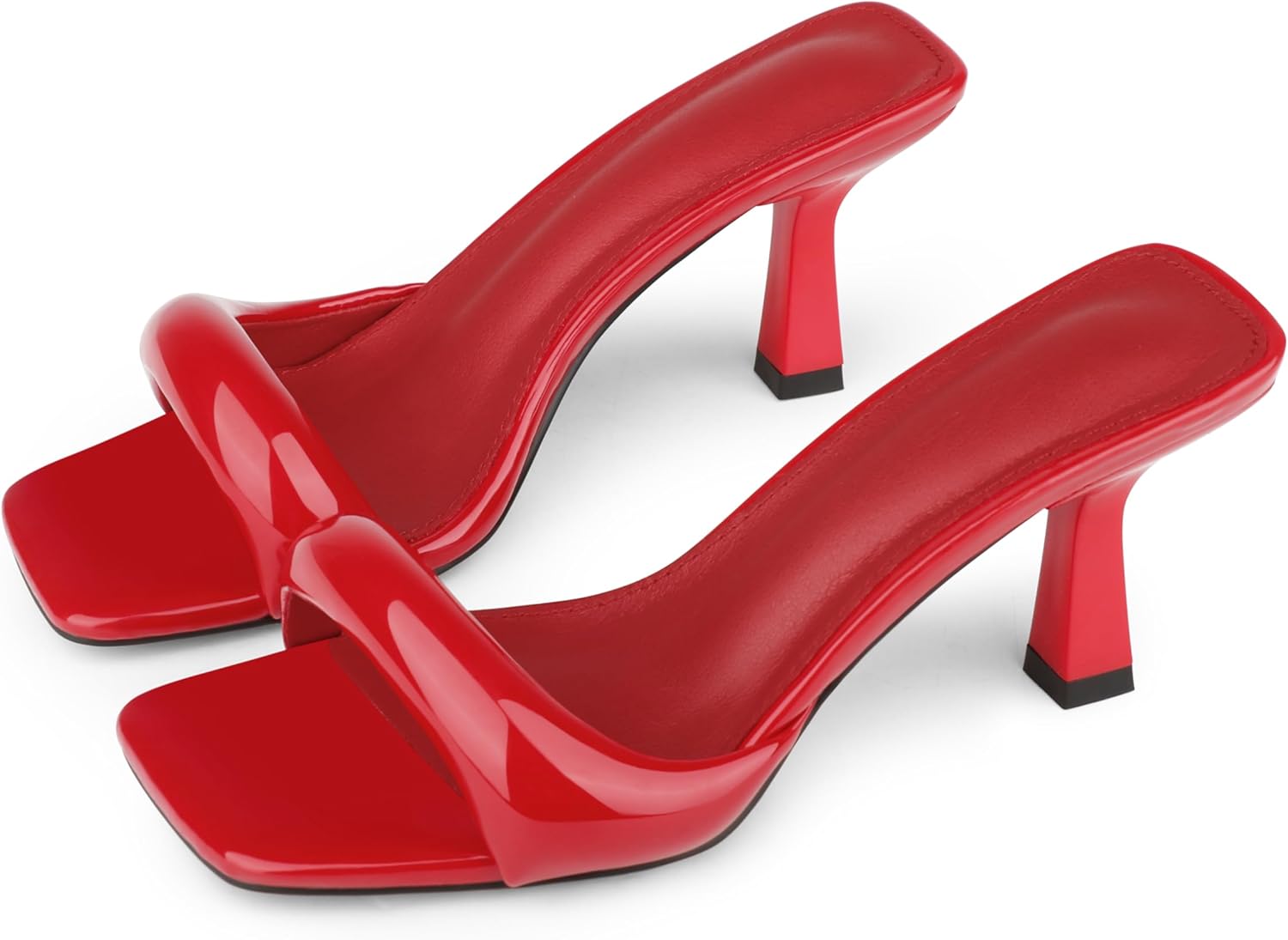 Cociy Women's High Heels Sandals Square Open Toe Heels Backless Slip on Heeled Mules for Party Wedding