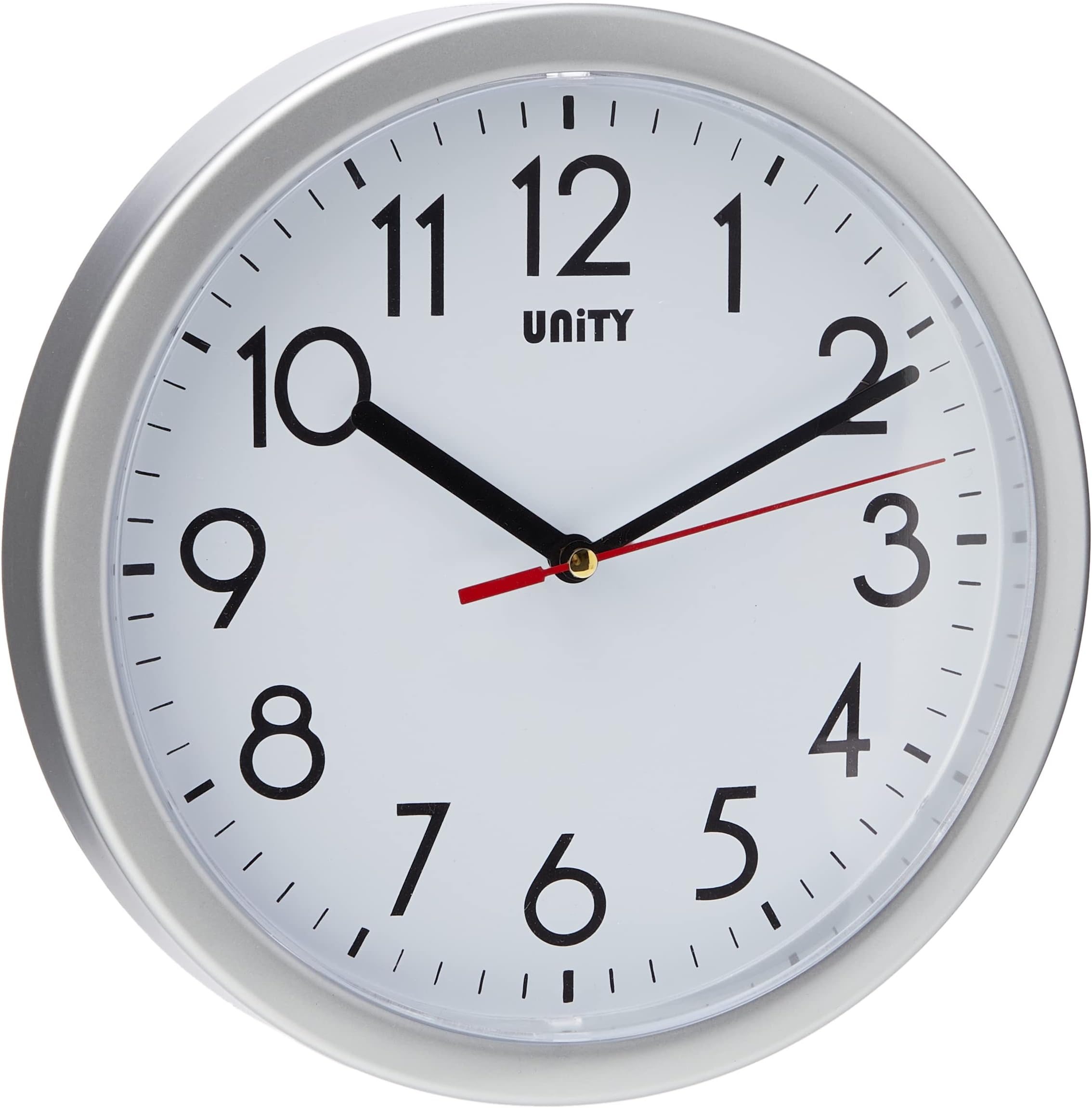 Unity Wall Clock, Hastings, Silent Sweep, Modern, Silver, 22 cm / 8.6-inch