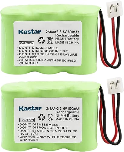 Kastar Paquete de 2 baterías recargables 23AA 3.6V 800mAh EH Ni-MH para AT&T 2422 80-5074-00-00 Lucent 2422 Vtech ia5870 ia5882 Sanik