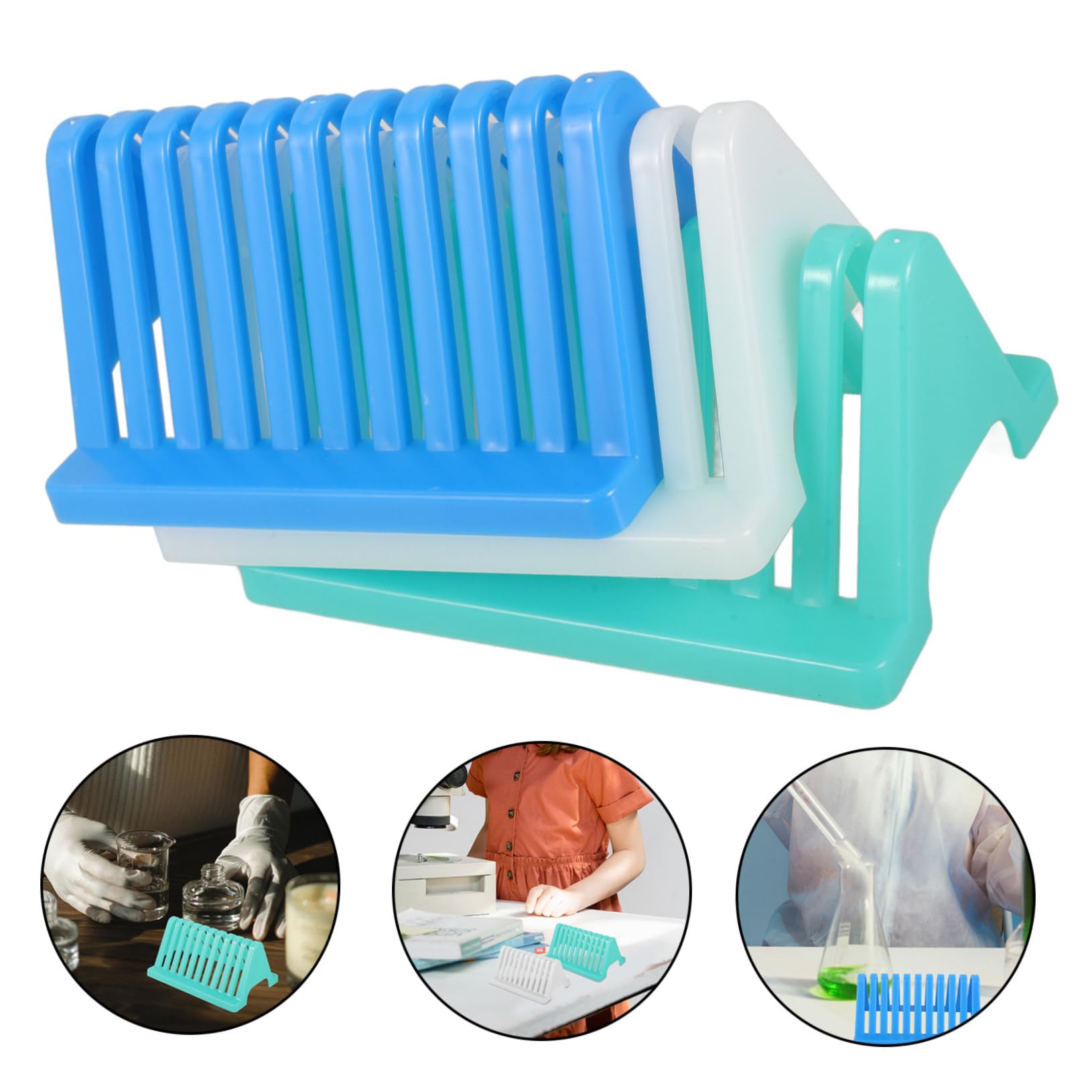 CIYODO 3pcs Slide Rack Plastic Microscope Slides Rack Microscope Slides Holder for Laboratory Microscope Slides Rack for Experiments Laboratory Microscope Slides Holder