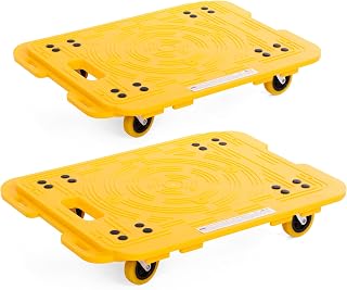 MaxWorks Interlocking Furniture Movers Dollies 2-Pack 20.5" x 15.5" Rolling Platforms with 360° Swivel Casters 600 lb Total Capacity Non Slip Polypropylene for Home Office and Garage (51077)