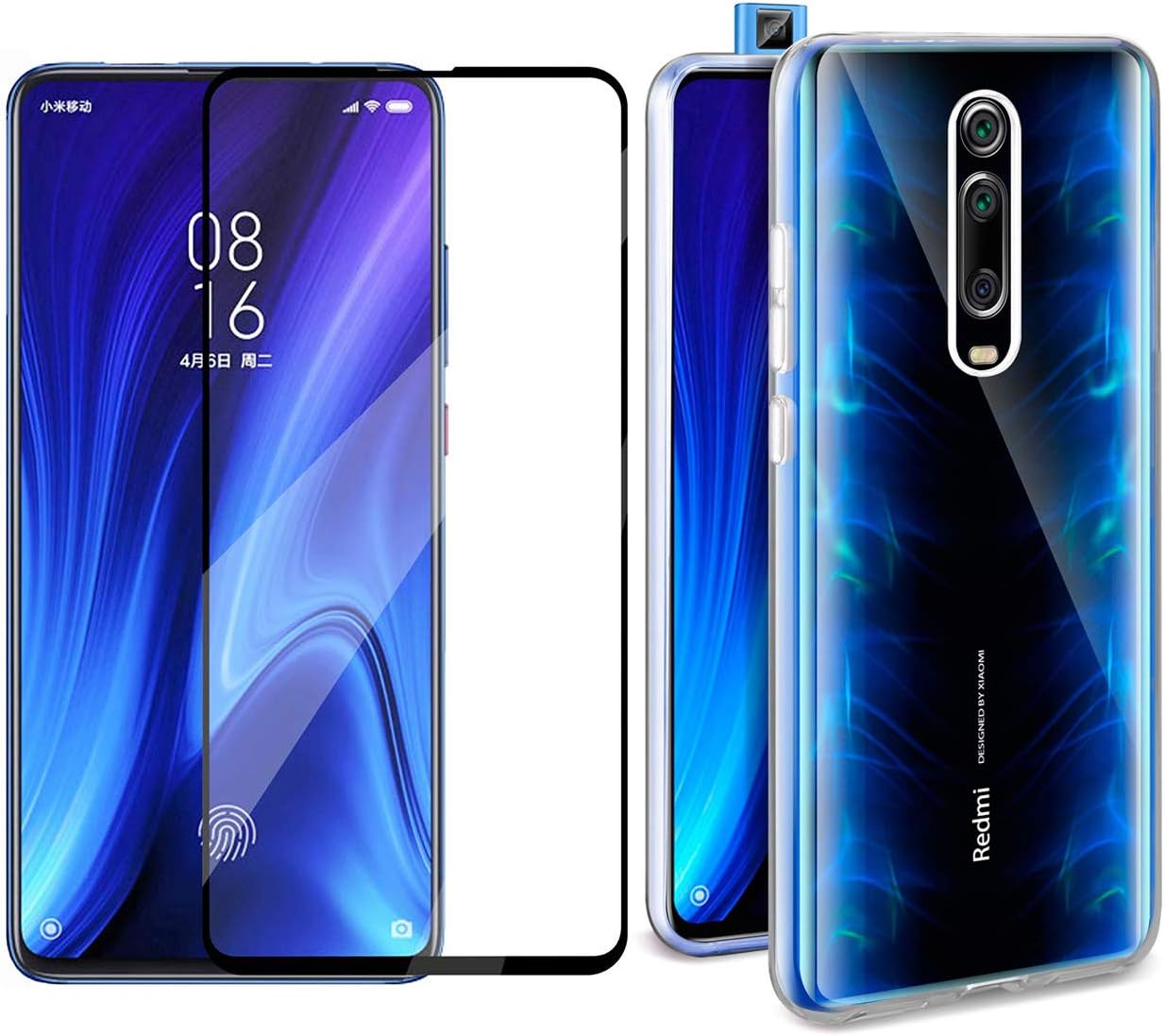 Domxteck (2 in 1 Pack Transparent TPU Silicone Case Protective Cover +9H screen protector for Xiaomi Mi 9T/9T Pro/Redmi K20/K20 Pro