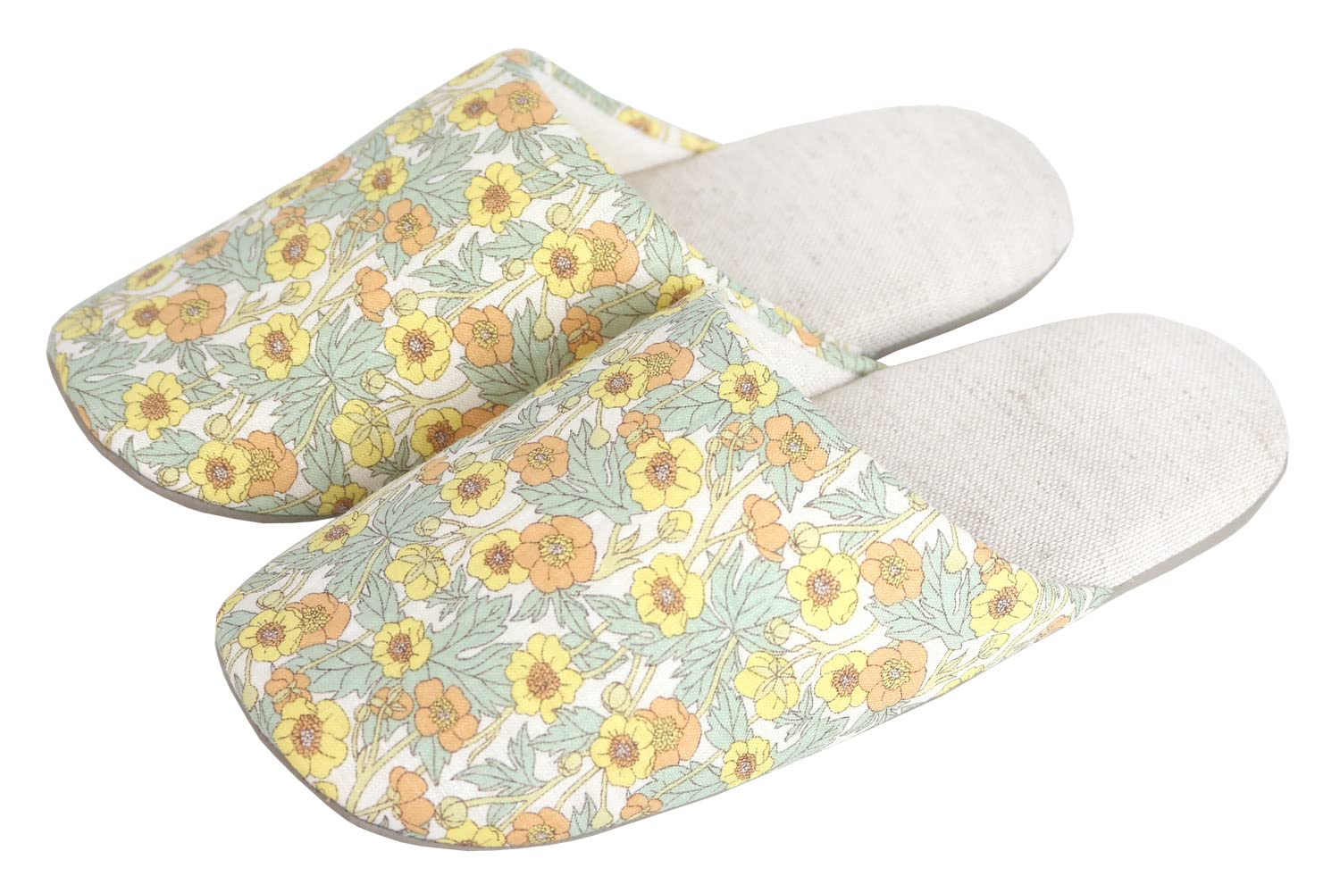 DDintex ディーディーインテックス FLORET LONDON スリッパ フランダースリネン クレメント イエロー 23~25cm [リバティプリント使用]