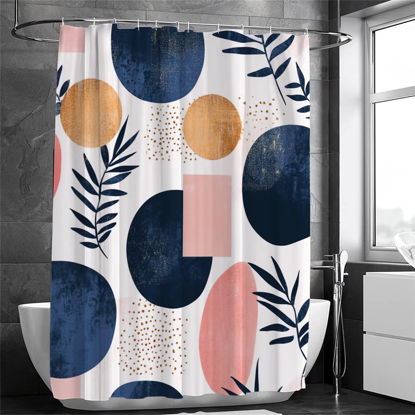 Nordycka zasłona prysznicowa 200 x 240 cm, bardzo długa, zasłona prysznicowa do łazienki, wodoodporna, z haczykami i obciążonym obszyciem, nadaje się do prania, szybkoschnąca, na wszystkie pory roku