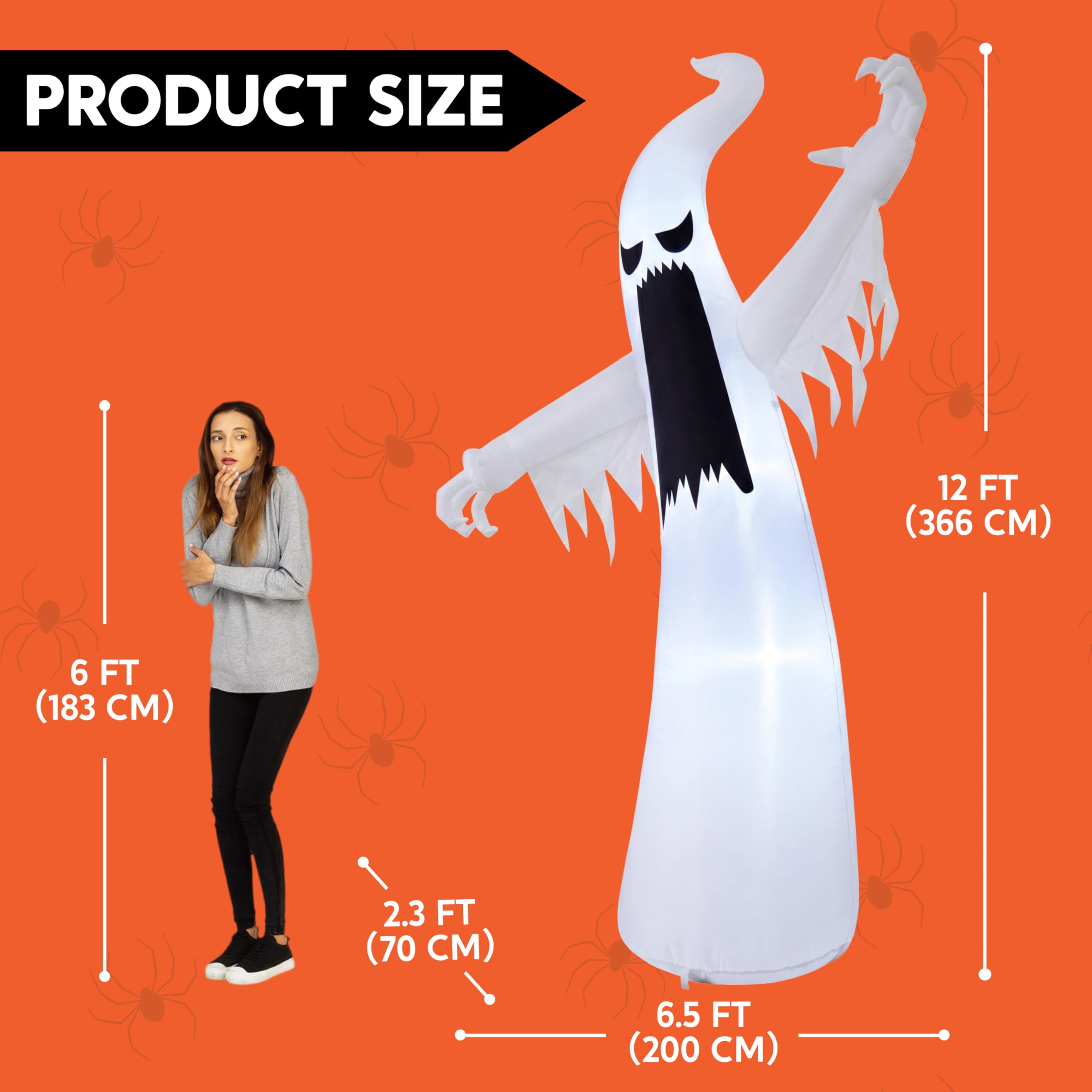 Joiedomi Halloween Spooky Ghost sopraelevata gonfiabile (3,7 m di altezza)