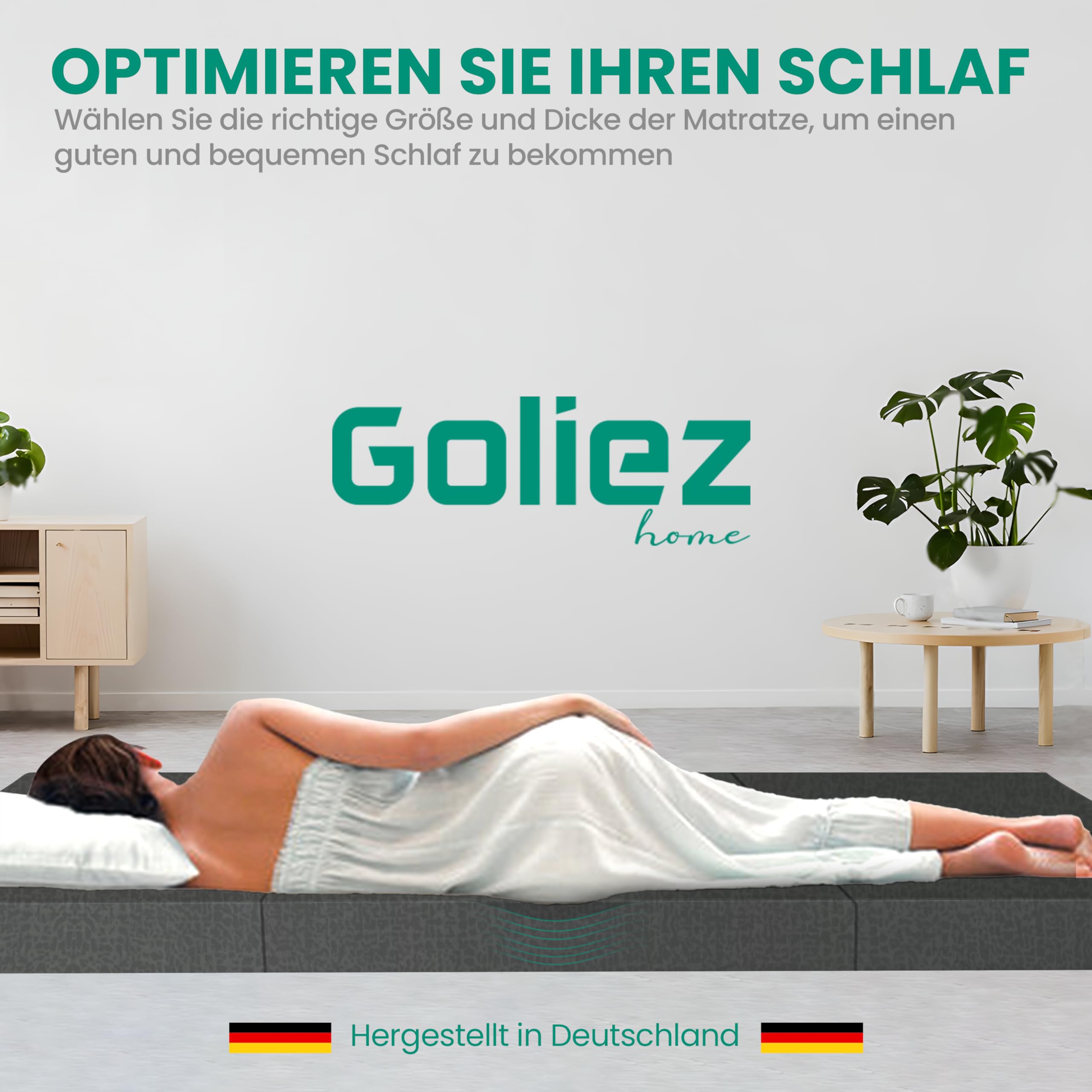 Klappmatratze 3-teilige Faltmatratze Gästematratze, Schaumstoff Matratze, Klappbar, Faltbare Kamping Bett, Waschbar Bezug