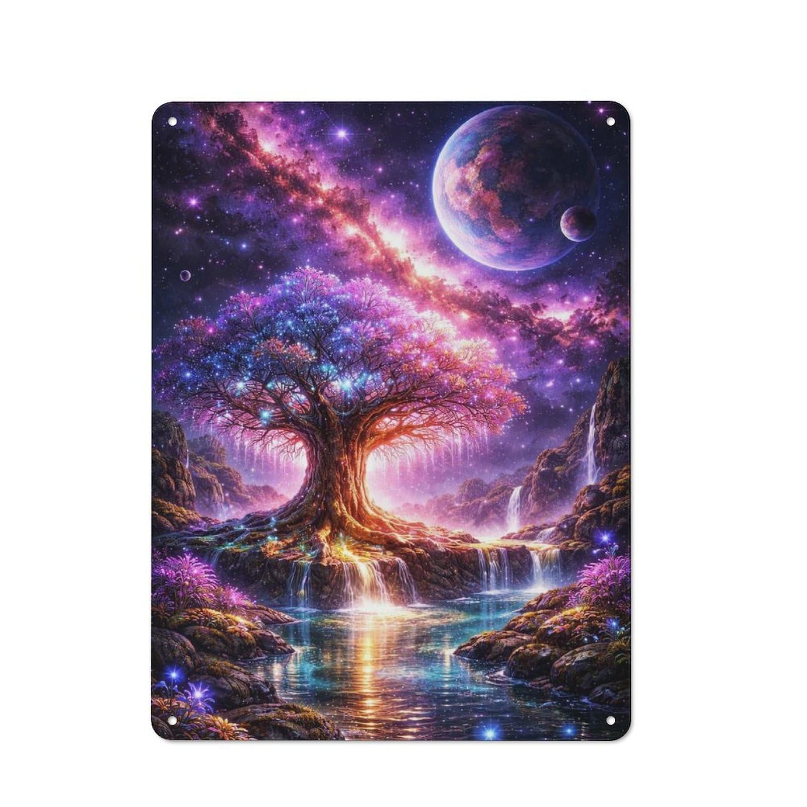 Junmoney Style-2 Casual Enchanted Cosmic Tree Of Life Shed Metal Sign 40X30cm, Shed Wall Decor For Greenhouse, Garden Room, Cafe Or Entryway