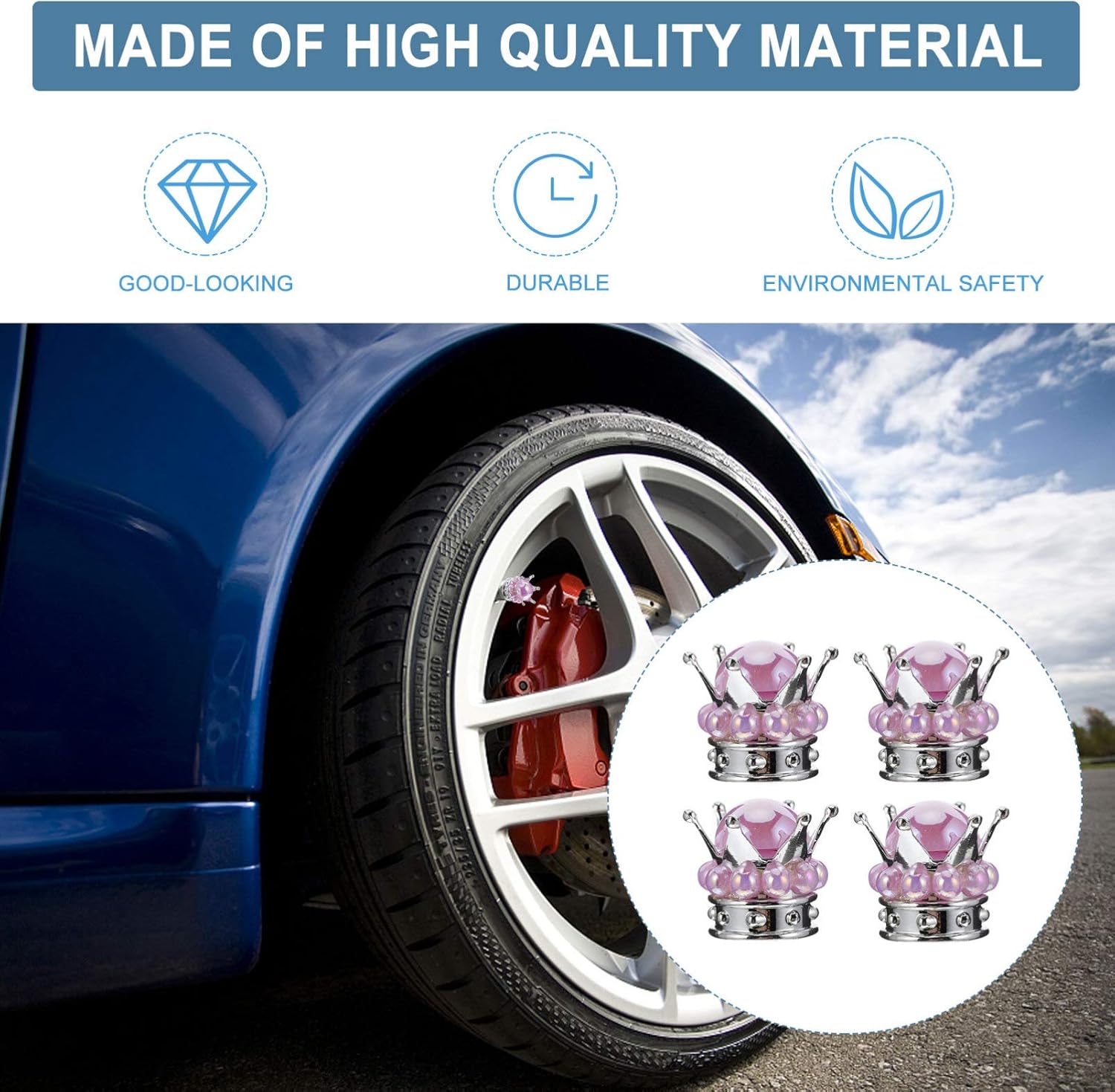 超ポイント祭 期間限定 Vorcool エアバルブキャップ 車 クラウン タイヤ バルブキャップ 自動車 バイク 自転車 おしゃれ 4個セット Wisp Mx