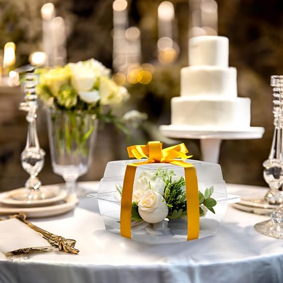Bright Creations Corsage Boxes - 20-Pack, 4.9 x 4.1 x 3 In Clear Plastic - Plastic Holder & Boutonniere Storage Cases - Floral Gift Boxes for Weddings & Proms