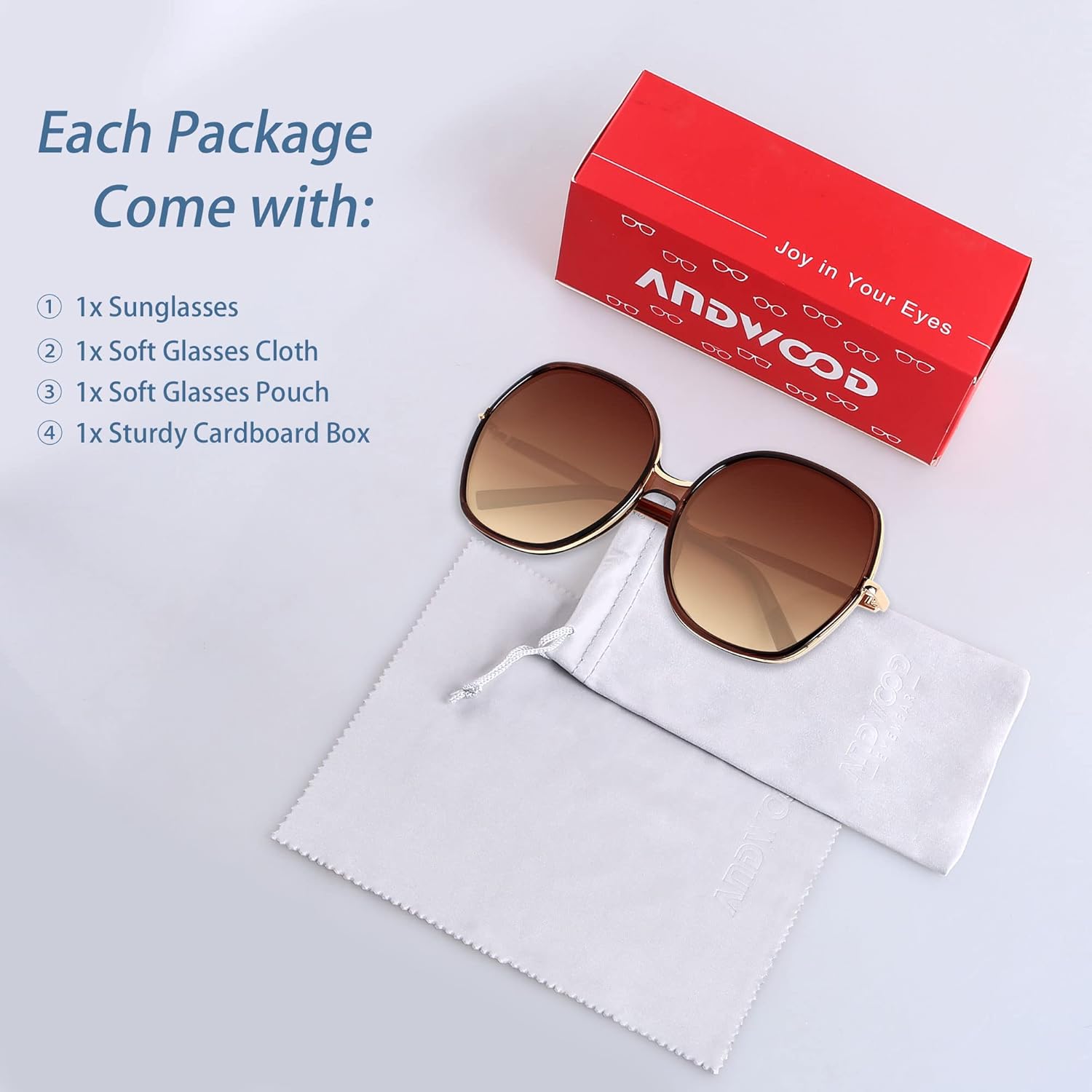 ANDWOOD Oversized Sunglasses for Women Big Large Square Wide Frame Shades Retro Trendy Fashion UV Protection - Image 7