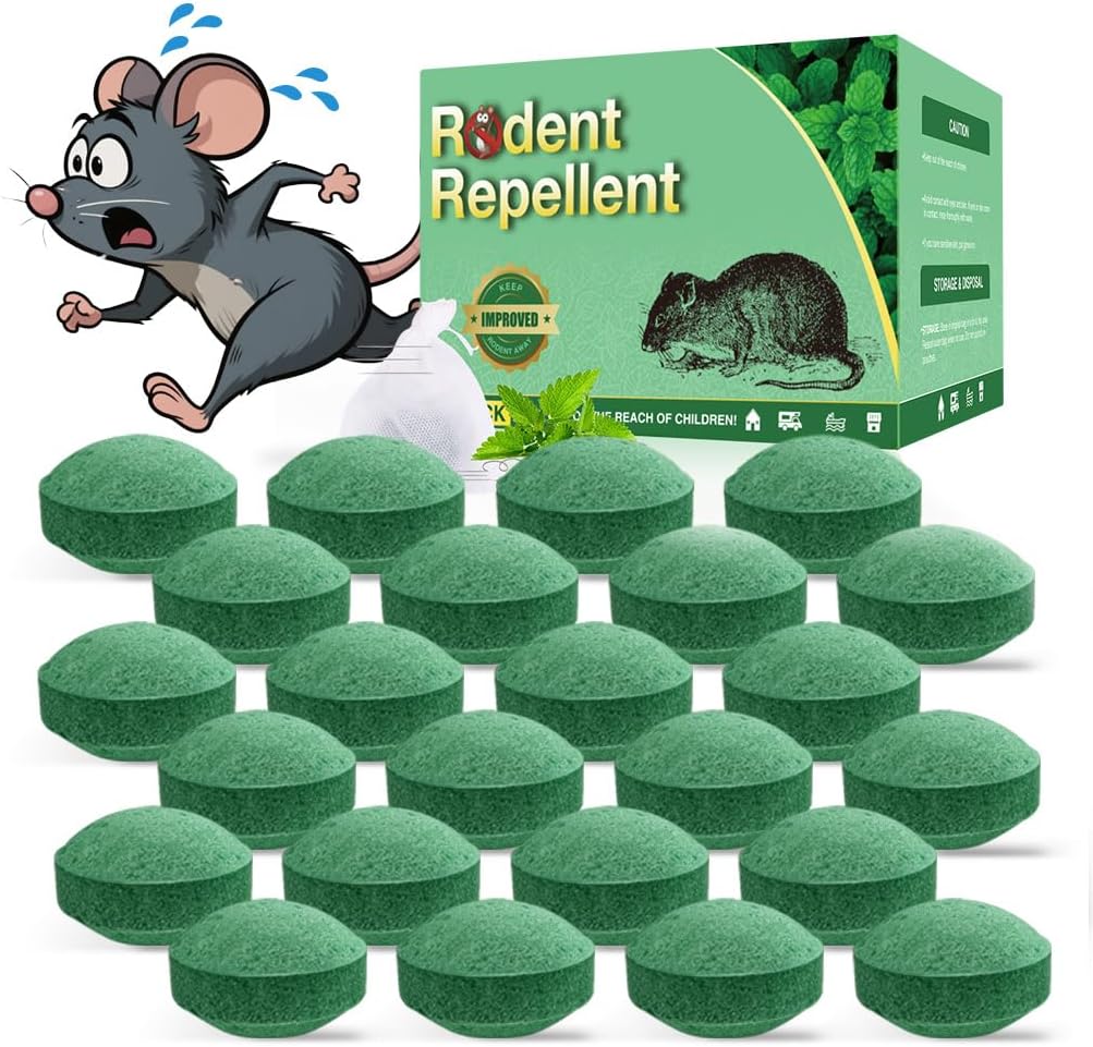 26-Pack Rodent Repellent Peppermint Oil Balls for Car Engines & Indoor Use, High Potency Mouse Deterrent Pouches for House, RV, Attic, Garage, Plant-Based Pest Control for Mice & Rats(8% Oil Formula)