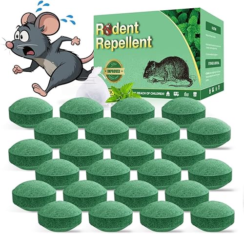 Paquete de 26 bolas de aceite de menta repelentes de roedores para motores de automóviles y uso en interiores, bolsas disuasorias de ratón de alta