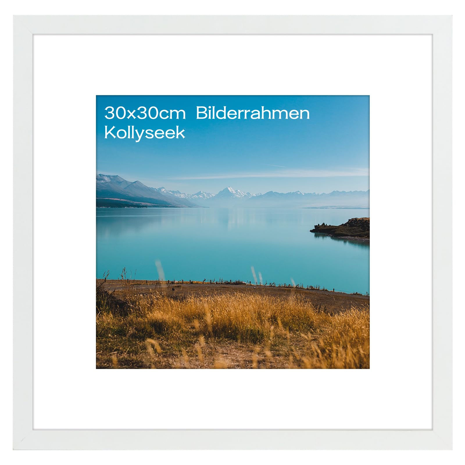 kollyseek 30x30cm MDF Picture Frame with Acrylic Glass and White Mount 12x12 in Display Photo Frame Decorative Poster Frame with Wood for Desktop/Wall Mounting (White)