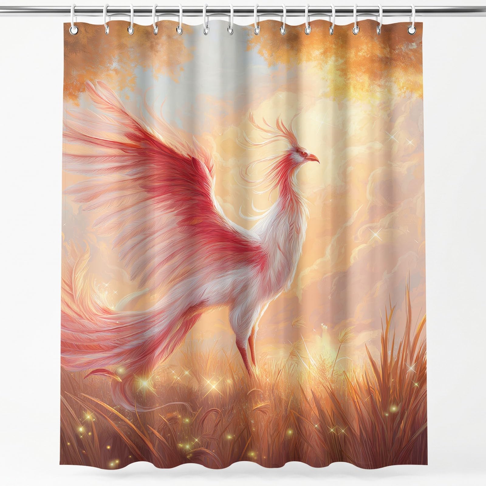 Mythical Creatures - Tenda da doccia per bambini, ragazzi e adulti, in tessuto resistente alla muffa, impermeabile, 240 x 200 cm, arancione