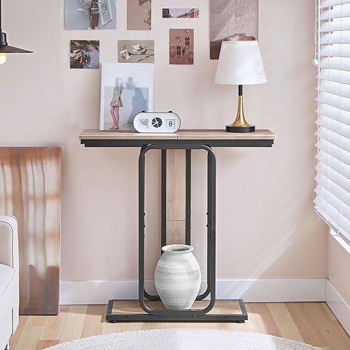 Miniatura 5 de HOOBRO Mesa consola estrecha, mesa de entrada pequeña de 29.5 pulgadas, mesa de sofá moderna de 2 niveles detrás del sofá, para sala de estar,