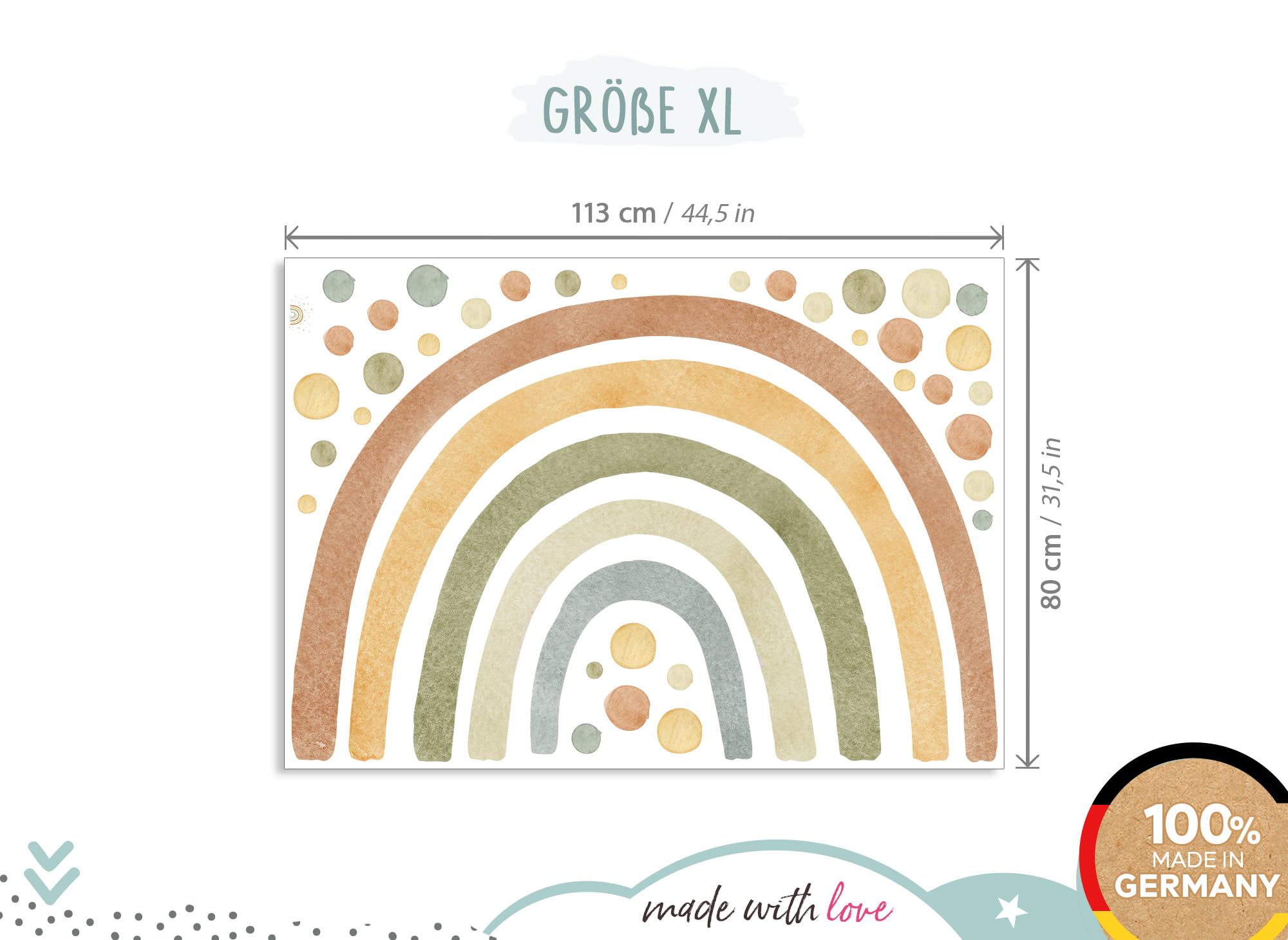 Little Deco Wandtattoo Regenbogen mit Punkten grün gelb blau DL5004 XL