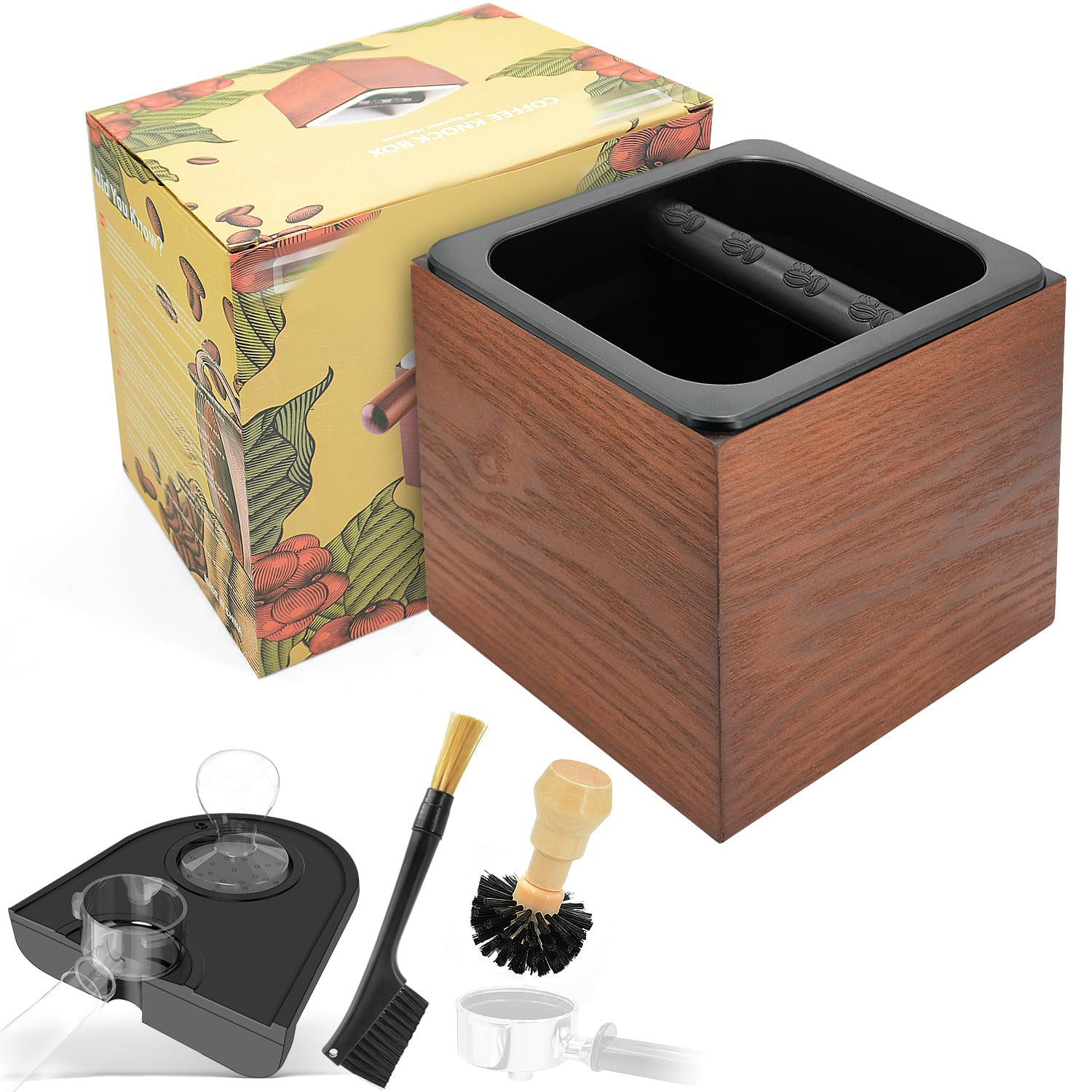 Espresso Knock Box Coffee Accessories: Coffee Knock Box Espresso Puck Knock Box Espresso Knock Box and Tamp Station, Espresso Accessories Espresso Tools Barista Tools Espresso Kit | Gift Tamper Mat