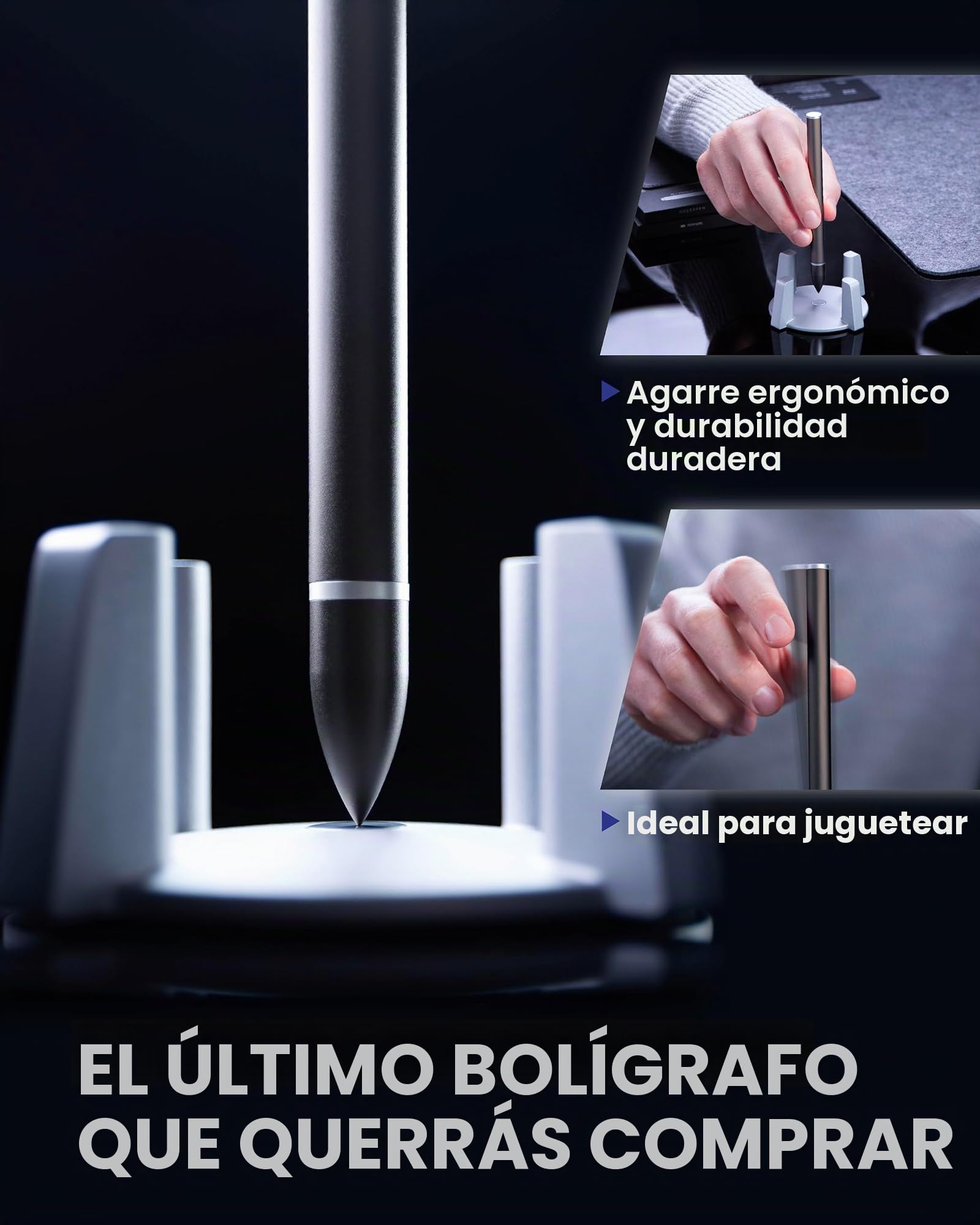 novium Hoverpen - Bolígrafo de lujo para hombres y mujeres, bolígrafo ejecutivo de pie vertical con recambio de tinta de flujo libre, hecho de metal, regalos únicos, bolígrafo de lujo
