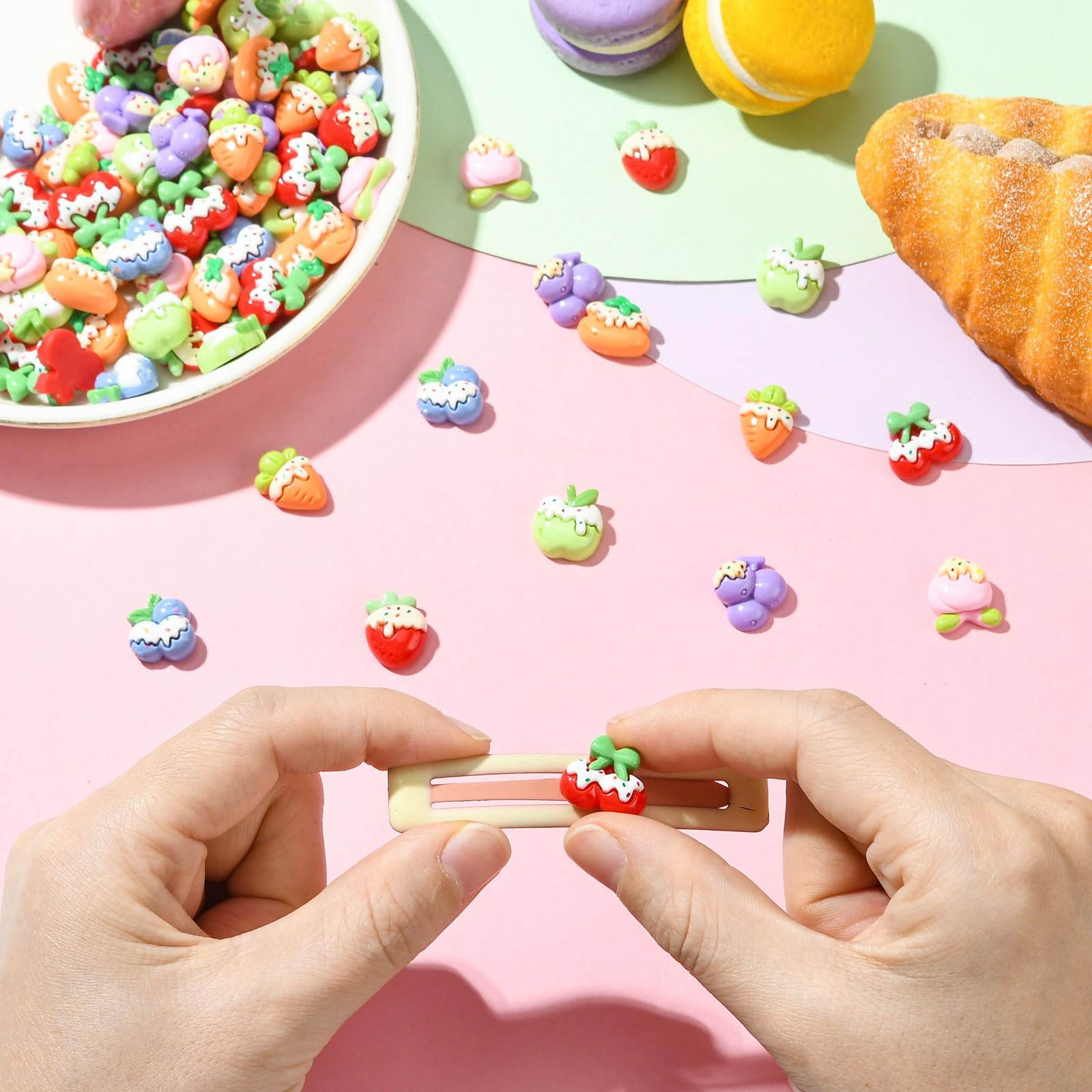 Stiesy 100Pcs Fruits Resin Nail Art Charms Fruit Ice Cream Strawberry Grape Slime Charms Nail Decorations Accessories Flatback Cabochons for DIY Ornament Scrapbooking Jewellery Making Crafts - Image 4