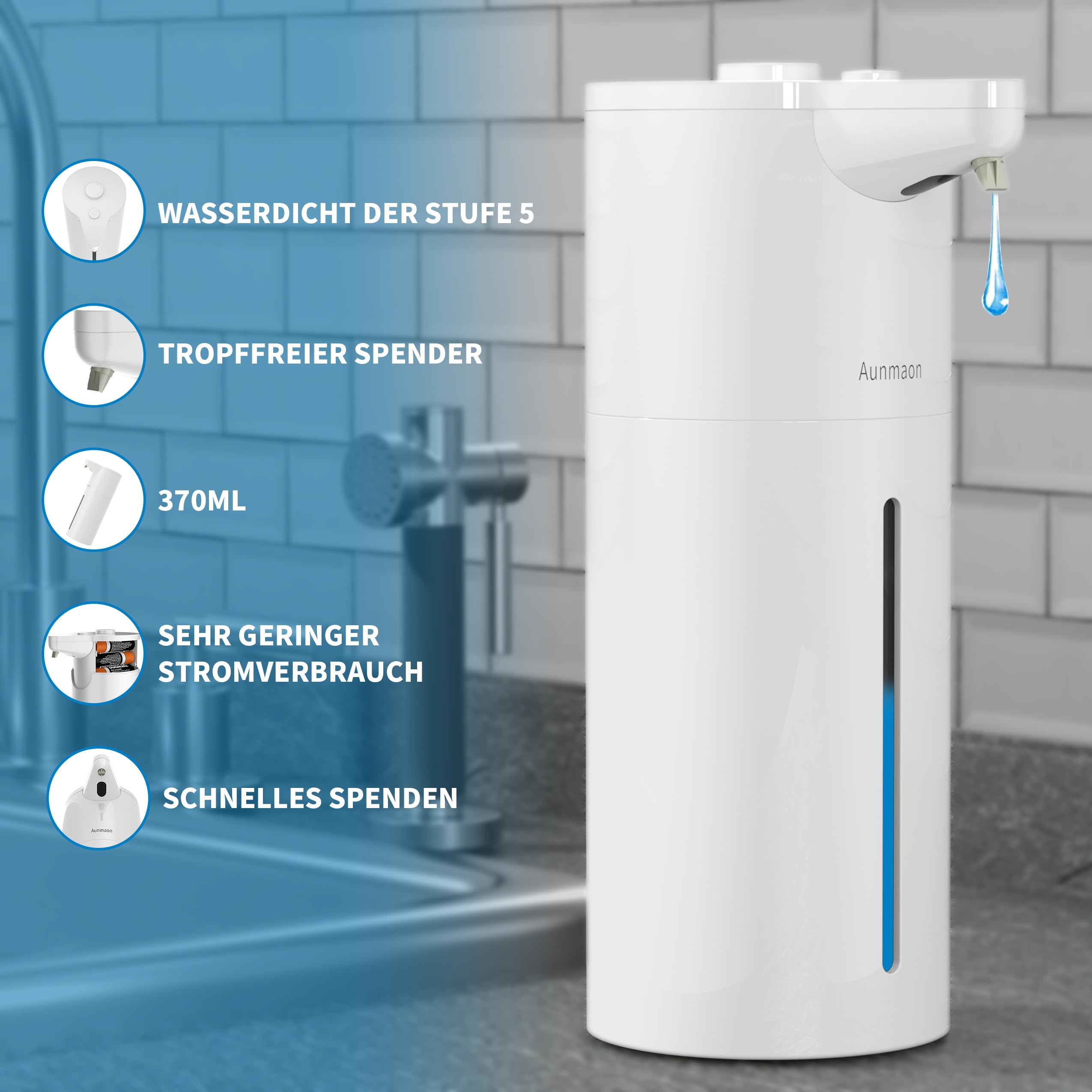 Distributeur De Savon Automatique Sans Contact - Réglage Débit, Économique, Pour Cuisine Ou Salle De Bain