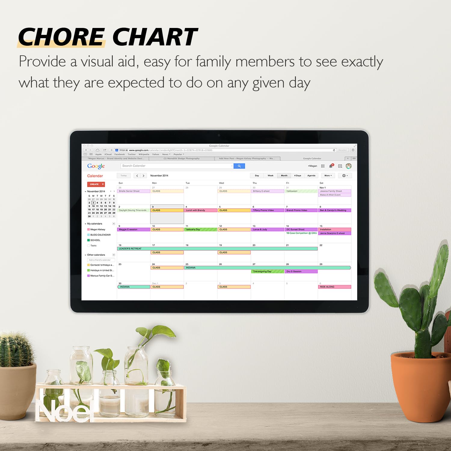 Calendario digital de pantalla táctil de 15.6 pulgadas y planificadores de pared, calendario inteligente de pizarra blanca para tabla de tareas y horario de trabajo, altavoces y cámara