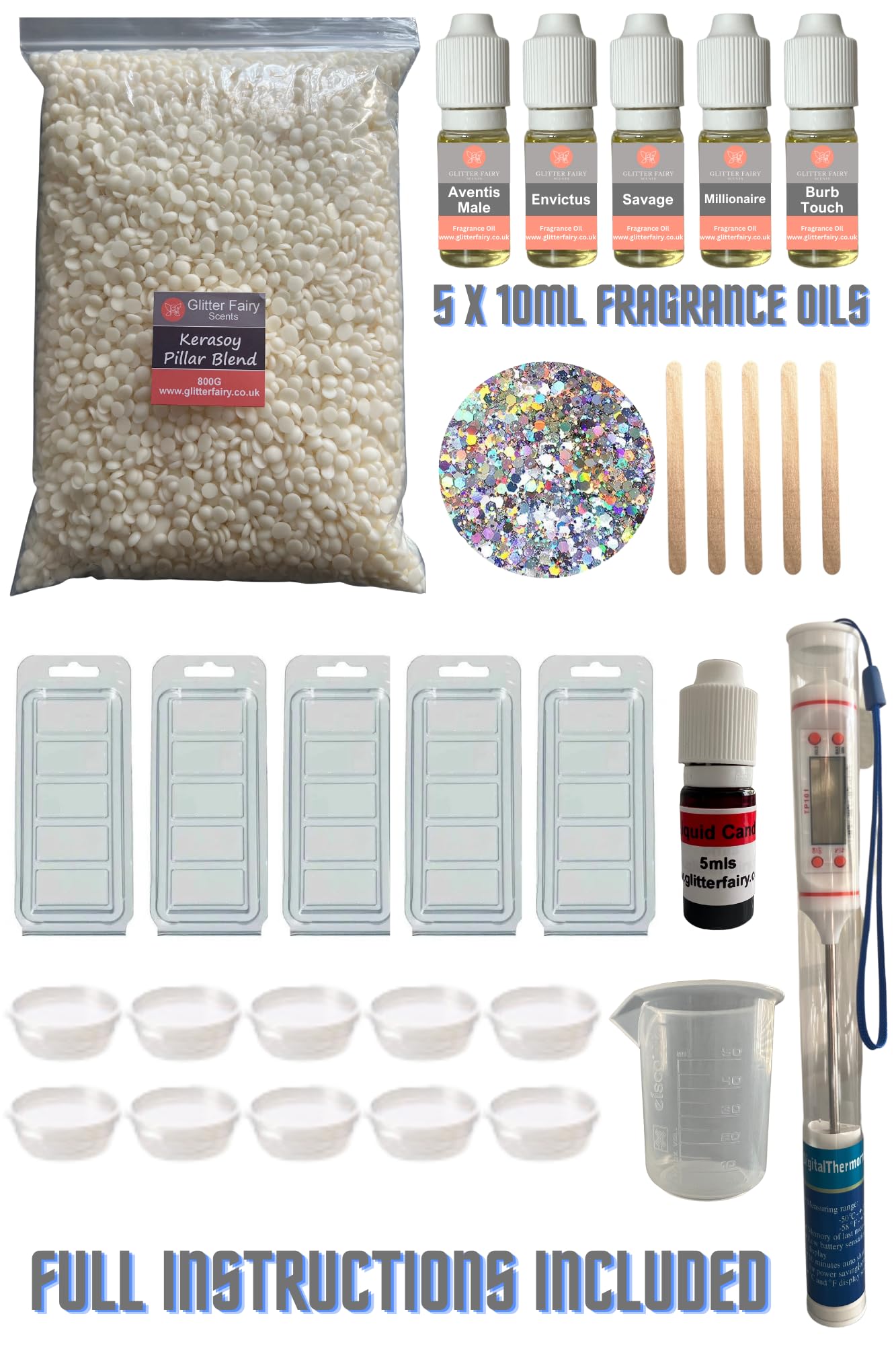Wax Melt Starter Kit - Aftershave scents, Kit 2 - A Great kit to Introduce You to the Art of Making Your own Highly Scented, Luxurious Wax Melts from Home